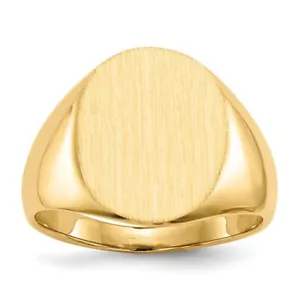 Real 14kt Yellow Gold 16.0x13.0mm Closed Back Signet Ring S:8 - Picture 1 of 7