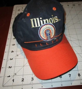 UNIVERSITY OF ILLINOIS Illini illiniwek Vintage Snapback HAT Cap used pre-owned - Picture 1 of 7