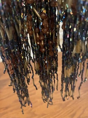 "Juego de 3 borlas con cuentas azul marrón decoración del hogar corbatas para cortinas ~ 17""" Foto 1 de 4