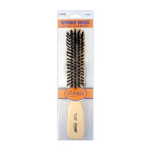 Annie Wooden Club Wave Brush Hard Reinforced Natural Boar Bristles Long Handle - Picture 1 of 2
