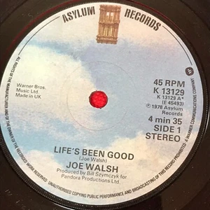 JOE WALSH Life's Been Good 1978 UK 7" vinyl single Theme From Boat Weirdos 45 - Picture 1 of 2