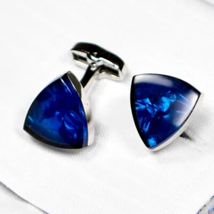 Blue Opal Style Cuff Links Men's For French Dpuble Cuffs Business Shirts - Picture 1 of 4