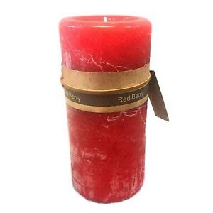 Scented Pillar Candle Candles Red Berry Red Handmade Rustic Home Decor 7x15cm