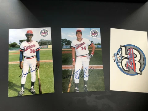 Minnesota Twins (2) TEAM ISSUE POSTCARDS 1986 - Washington / Hrbek + '85 Logo Cover