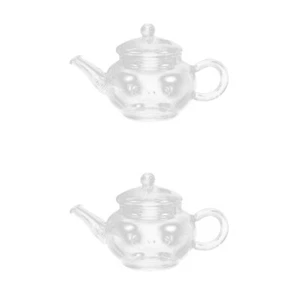 2 Count High Temperature Resistant Teapot Clear Glass Small - Picture 1 of 12
