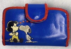 Vintage 1958 United Features Syndicate Peanuts Snoopy & Lucy Geldbörse blau LESEN - Bild 1 von 7