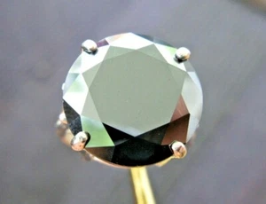 ANILLO DE DIAMANTES NEGROS 100 % REALES 11,40 quilates, probador de diamantes gratis, certificado, talla 7 - Imagen 1 de 11