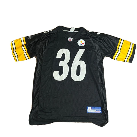 Vintage Reebok Jerome Bettis Steelers Black Jersey Sewn Stitched 36 On Field Med Cover