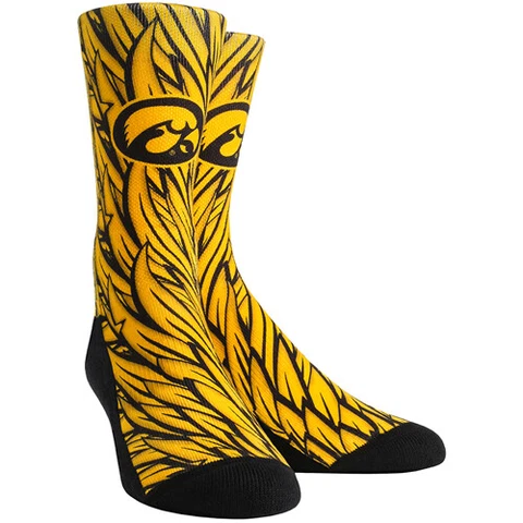 Men's Rock Em Socks Gold Iowa Hawkeyes Localized Graphics Crew Socks Cover