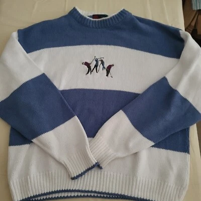 Sudadera suéter de golf vintage Isle of Cotton blanco azul talla XL XLarge Foto 1 de 4
