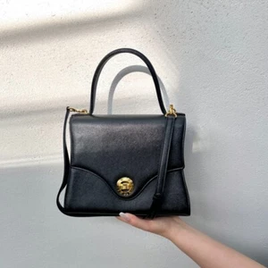 Auth GIVENCHY Medium Black PVC Kelly 2-way Leather Hand Bag Vintage - Picture 1 of 17