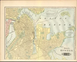 1901 Tunison Boston Massachusetts antique map ~ 14.6" x 11.6" - nice color - Picture 1 of 4