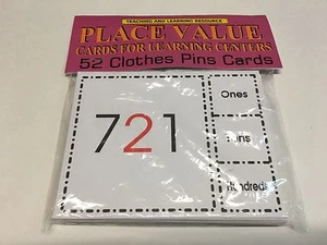 Place Values - Cards for Learning Center 52 Clothes Pin Cards Teaching supplies - Picture 1 of 5