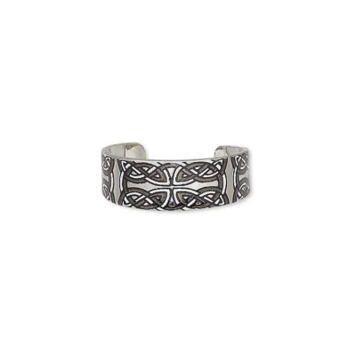 CELTIC KNOT ADJUSTABLE RING, approx. size 7 - Black & White Decal on IRF Steel - Image 1 of 4