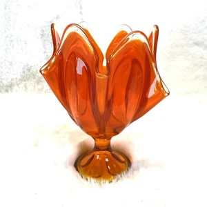 VTG VICHINGO AMBERINA ARANCIONE CACHI 7 in FATTO A MANO PIEDISTALLO CIOTOLA OSCILLANTE ARTE VETRO - Foto 1 di 9