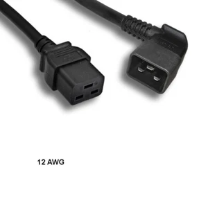 KNTK 3'FT 12 AWG Power Cable Right Angled C20 to C19 20A/250V SJT Data Server - Picture 1 of 1