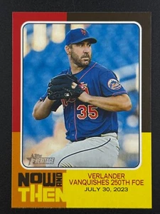 JUSTIN VERLANDER 2024 Topps Heritage numero alto ora e poi #NAT13 New York Mets - Foto 1 di 2