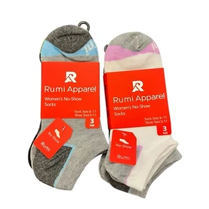 Women's No Show Socks 6 Pairs Sock Size 9-11 / Shoe Size 5-11 Multicolor NWT - Picture 1 of 7