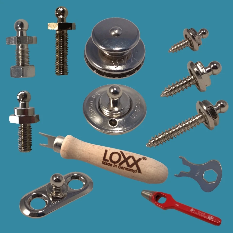 LOXX Oberteil, Stoffunteil, LOXX-Befestigungknopf, Messing vernickelt