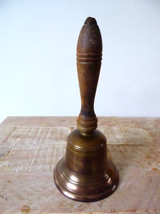 Vintage Brass Hand Bell with Wooden Handle - Picture 1 of 3