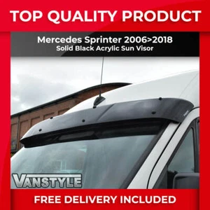 FITS MERCEDES SPRINTER 06>18 BLACK ACRYLIC SUNVISOR SUN VISOR WIND DEFLECTOR - Picture 1 of 11