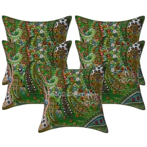 Ethnic Cushion Cover Bohemian Kantha 16 x 16 in Hippie Sofa Car Pillow Case - Picture 1 of 5