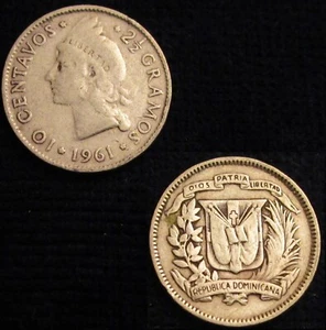 REPÚBLICA DOMINICANA, 10 CENTAVOS 1961, PLATA, EN MUY BUEN ESTADO - Imagen 1 de 1