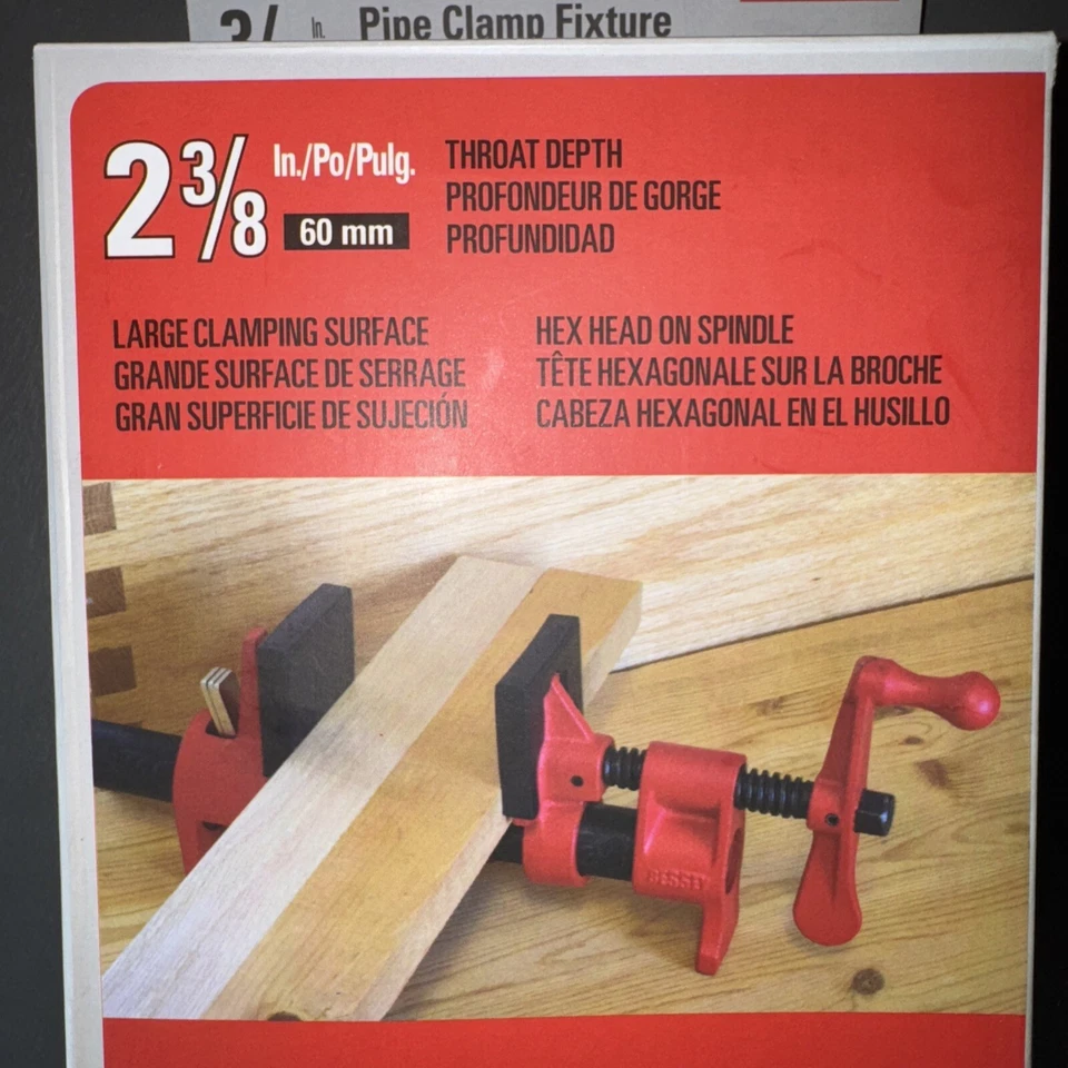 BESSEY Pc34-2 3/4" Pipe Clamp With 2 3/8" Throat Depth Red