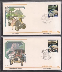 GIBRALTAR 1984 2 FLEETWOOD FIRST DAY COVERS EUROPA BRIDGE + AUTOMOBILE CACHET - Picture 1 of 2