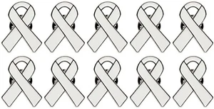10 Pc Lung Cancer Awareness Quality Enamel Ribbon Pins With Clutch Clasp - Picture 1 of 3