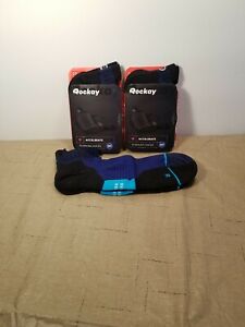 NWT rockay accelerate running performance cushion socks black/ blue sz.large