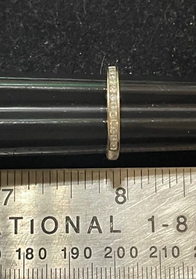 14K White Gold Channel Set Diamond Row Wedding Band Ring Size 6.5 - Image 1 of 4