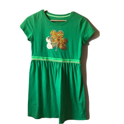 Cat & Jack sequin shamrock dress kelly green St Patrick’s Day Girl size XL 14/16 - Image 1 of 4