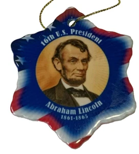 Adorno de Navidad de Porcelana 16o Presidente de los Estados Unidos de doble cara - Imagen 1 de 2