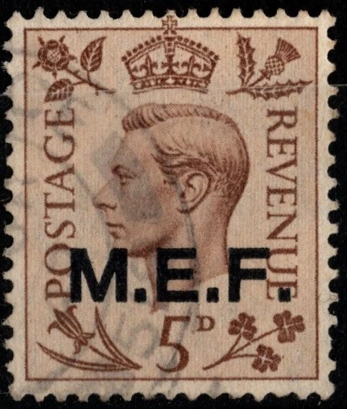 INGLATERRA 1942 FUERZAS DE ORIENTE MEDIO SOBREIMPRESIÓN M.E.F.  SC 4,SG M9 USADO Foto 1 de 2