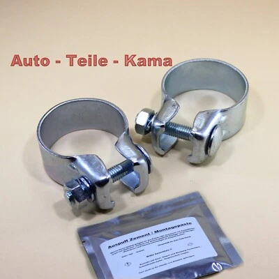 2 x Auspuffschelle für Auspuffanlage , Bandschelle  Ø 46,7 mm - mit Montagepaste - Bild 1 von 4