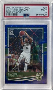 Giannis Antetokounmpo 2020 Donruss Optic Blue Velocity #29 PSA 9 - Picture 1 of 2