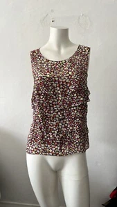 MODA International purple white confetti Silk Tiered Ruffle Sleeveless shell top - Picture 1 of 4