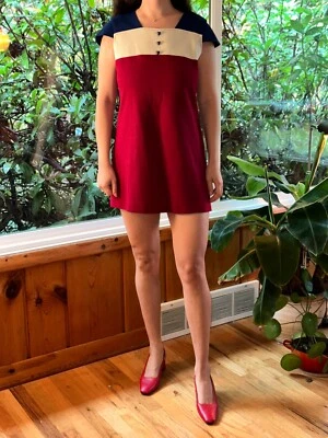 Vestido vintage años 60 Sears JR BAZAR bandera corazones pradera cottagecore victoriano 15 Foto 1 de 4