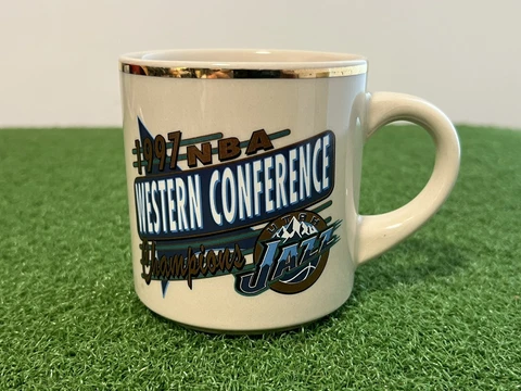 UTAH JAZZ 1997 NBA FINALS Western Conference Champions Mug 12 oz Stockton Malone Cover