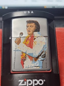 RARE 2002 ELVIS ALOHA HAWAII DESIGN TO FRONT OF A HIGH POLISHED CHROME ZIPPO - Picture 1 of 11