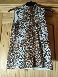white house black market top Mock Neck Tie In Back Of The Neck Leopard Print Sz. - Picture 1 of 5