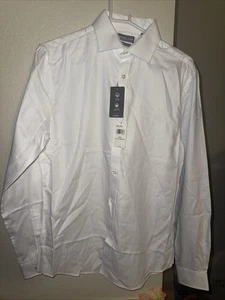 Michael Kors Men White Slim Fit 100% Cotton Dress Shirt Long Sleeve Size Medium - Picture 1 of 7