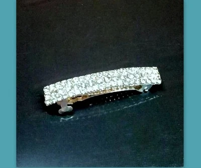 Glass Rhinestone Vintage French Barrette Bridal Wedding Hair Clip Pin Small - Image 1 of 4