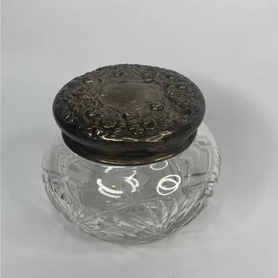 复古纯银水晶切割玻璃饰品盒罐玻璃装饰 — 第 1/4 张图片