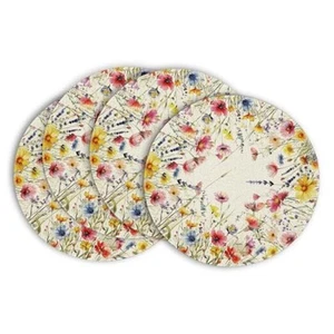 Daisy Lavender Floral Leaves Spring Round Placemats Set of 4,14 Inch Seasonal - Picture 1 of 7