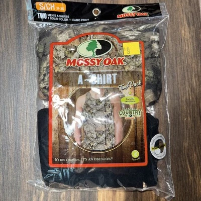 Mossy Oak Camo A-Shirt Tank Undershirt Mens Size S CH 2-Pack 1 Camo and 1 Black - Image 1 of 2