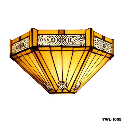 Antique Tiffany Style Wall Lamp Lamps Stained Glass Handcrafted Light Uplighter - Image 1 of 4