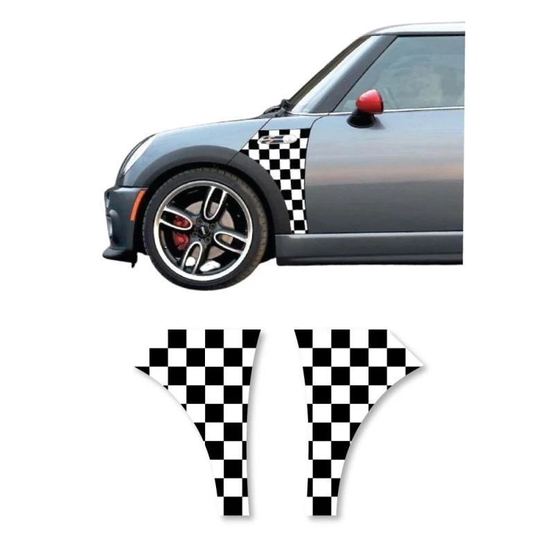 Decals Front Fender Racing Checkered Mini Cooper CKECKMATE - Imagem 1 de 1