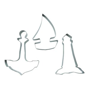 Ausstecher 3er Set Segelboot Leuchtturm Anker Ausstechform Keksausstecher Boot - Bild 1 von 8